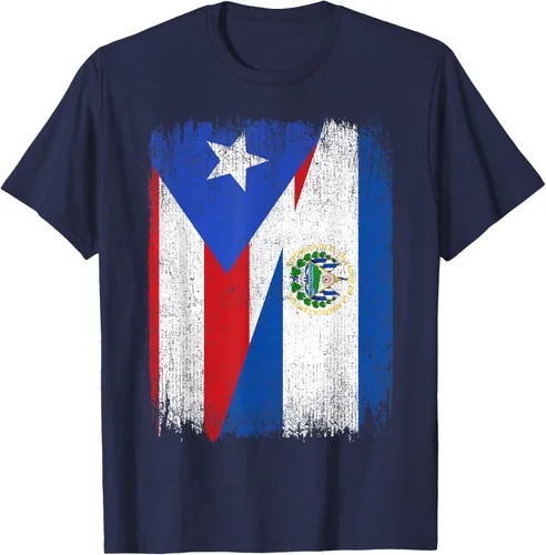 Vista 54 de Camiseta Half Puerto Rico El Salvador Flag Orgullo Salvadoreño Roots