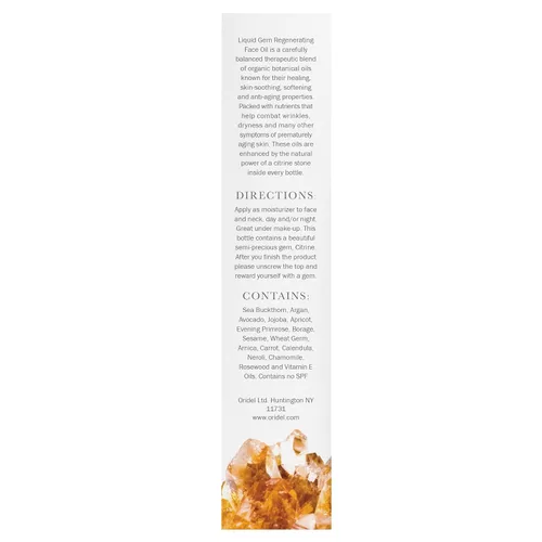 Vista 2 de Oridel Liquid Gem - Aceite facial regenerador – Hidratante facial – 100% natural, cuidado de la piel orgánico con piedra citrina, argán y espino
