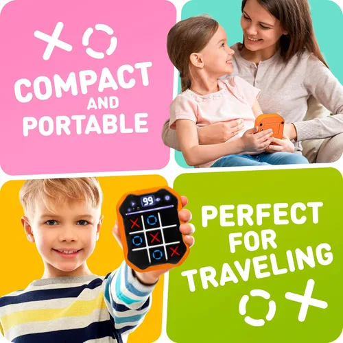 Vista 2 de Juego electrónico de mano Tic-Tac-Toe Juegos de memoria y cerebro 3 en 1 Regalo de cumpleaños para niños y adultos Pantalla táctil apta