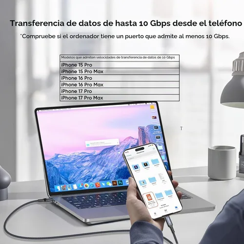Vista 6 de Cable de datos USB C a USB C, 1.5 pies de transferencia de datos corta de 10 Gbps de carga de 65 W