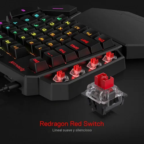 Vista 4 de Redragon Paquete de teclado con una sola mano K585 y mouse inalámbrico para juegos M656 Gainer