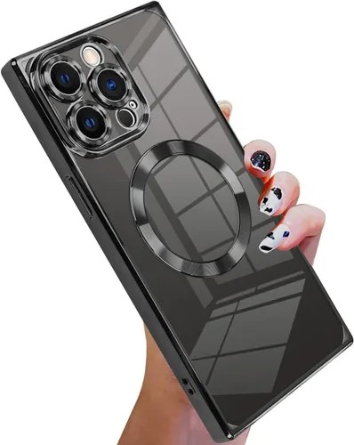 Vista 44 de KANGHAR Funda diseñada para iPhone 12 Pro Magnética Transparente con Protector de Lente de Cámara [Compatible con MagSafe] Diseño de Placado