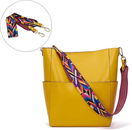Vista 6 de BOSTANTEN - Bolsos de cuero al hombro tipo balde para mujer