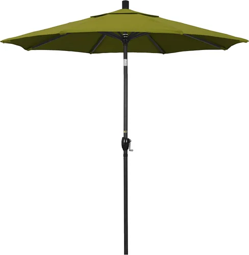 Vista 8 de California Umbrella Sombrilla redonda de aluminio de 7.5 pies, manivela para elevación, botón de inclinación, poste negro, azul marino Pacífica