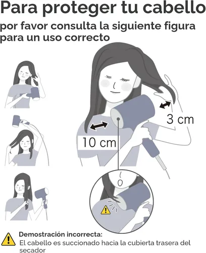 Vista 8 de Secador de pelo, secador de pelo CONFU con difusor, secador de pelo profesional 21000PRM, secador de pelo iónico negativo portátil ligero de secado