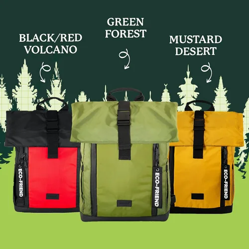 Vista 7 de Dingbats* - Mochila impermeable para laptop - Bolsa de viaje enrollable de 25L, Verde (Green Forest), Mochila
