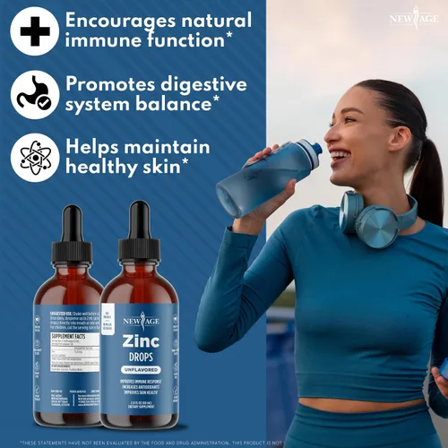 Vista 2 de NEW AGE - Gotas de zinc líquido para todas las edades – Sulfato de zinc para apoyo inmunológico, vegano, sin OMG y sin gluten, suministro para 30