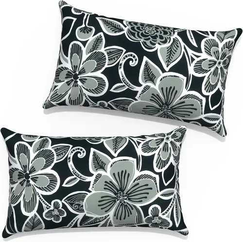 Vista 43 de Juego de 2 fundas cuadradas de 16 x 16 pulgadas para cojín de exteriores, fundas decorativas modernas para cojín de respaldo para muebles de patio