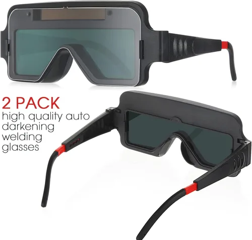Vista 2 de Leumoi 2 gafas de soldadura de oscurecimiento automático, gafas de soldadura alimentadas por energía solar, 2 sensores, de seguridad, atenuación