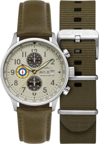Vista 12 de Reloj analógico AV-4011 Hawker Hurricane, con mecanismo de cuarzo japonés, con correa de piel, de AVI-8