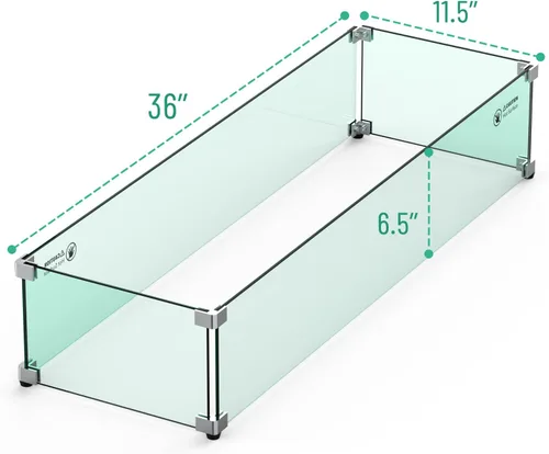 Vista 2 de Skyflame Protector de viento de vidrio para hoguera, 36" x 11.5" Parabrisas de vidrio templado que se ajusta a sartenes quemadoras de hoguera