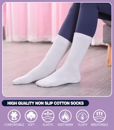 Vista 3 de MQELONG Calcetines de yoga antideslizantes con agarres para pilates, ballet, entrenamiento descalzo, calcetines atléticos, antideslizantes, 4 pares