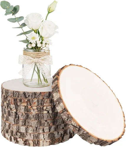 Vista 11 de ilauke - 6 rebanadas de madera para centros de mesa, círculos de madera de 7 a 8 pulgadas para manualidades