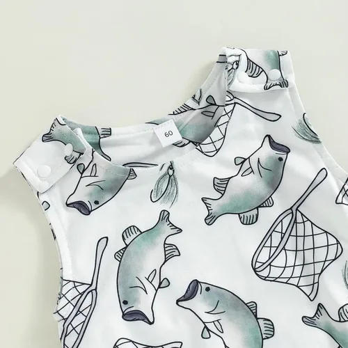 Vista 4 de Conjunto de bebé niño con bonito diseño de dibujos animados sin mangas