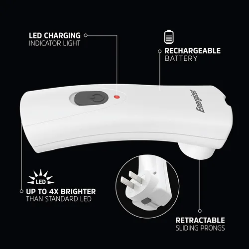 Vista 3 de Energizer Linternas LED recargables enchufables, luz de emergencia para el hogar (paquete de 3) + linterna LED de campamento, 1000 lm, 4 modos