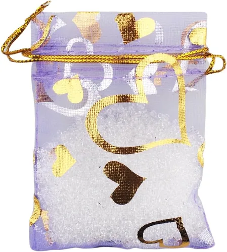 Vista 10 de QIANHAILIZZ Paquete de 100 bolsas de regalo de organza con forma de corazón de flores de 2.8 x 3.5 pulgadas, bolsa de regalo para dulces, bolsa