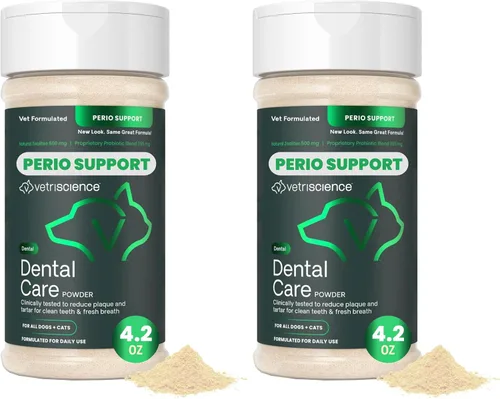 Vista 9 de VETRISCIENCE Polvo de cuidado dental - Suplemento dental en polvo para perros y gatos - Apoya la frescura del aliento - Dientes y encías saludables