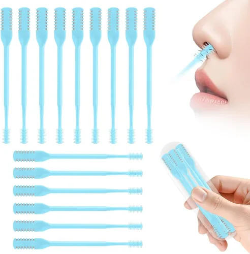 Vista 27 de Cortador de pelo nasal 2 en 1, recortador manual de doble cara con cepillo, cuchillo de nariz giratorio de 360° para hombres y mujeres, herramienta