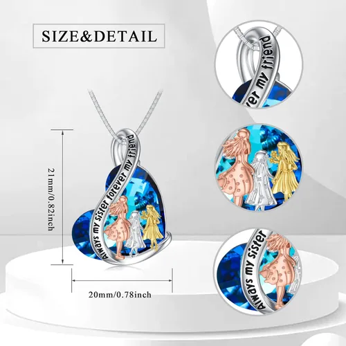 Vista 16 de Collar de plata de ley para hermanas, joyas de cumpleaños para hermanas y amigas