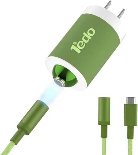 Vista 11 de Juego de cargador magnético, bloque de carga rápida de 20 W con cable de 6 pies, innovador cable de nailon magnético compatible con iPhone