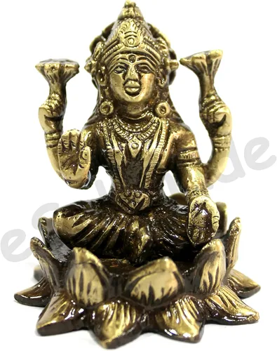 Vista 8 de eSplanade Set de ídolo Laxmi Ganesh de latón de 3" en loto