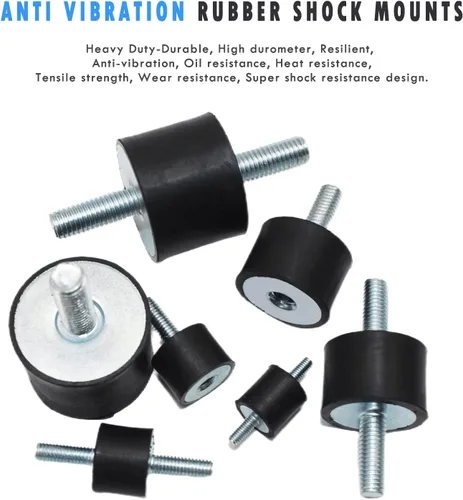 Vista 3 de Tornillos de goma M8 amortiguadores antivibración aislador soportes cilíndricos de goma para compresores de aire, motores diésel, 4 unidades M8 x 23