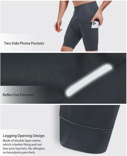 Vista 5 de qualidyne Pantalones cortos de ciclismo para hombre, con acolchado 4D, pantalones cortos de ciclismo para ciclismo en carretera, UPF 50+, bolsillos