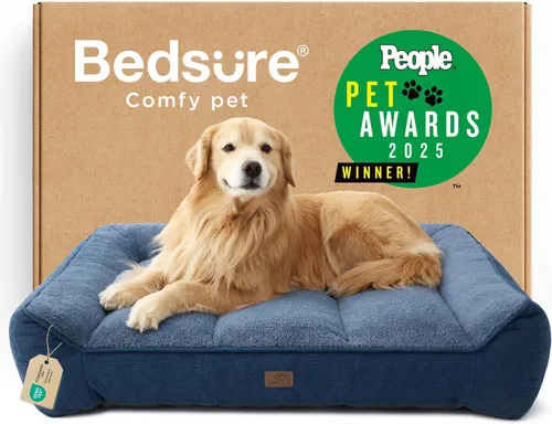 Vista 22 de Bedsure Cama ortopédica para perros de tamaño mediano, camas extra gruesas de apoyo para perros medianos con funda impermeable lavable, cómodo sofá