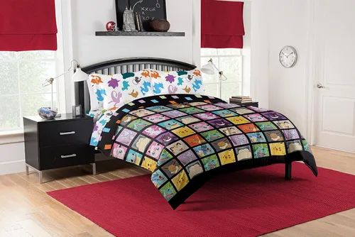 Vista 13 de Northwest Pokemon - Juego de cama individual en una bolsa, Pikachu Squirtle Eevee Charmander, ropa de cama de anime para niñas y niños, escuadrón