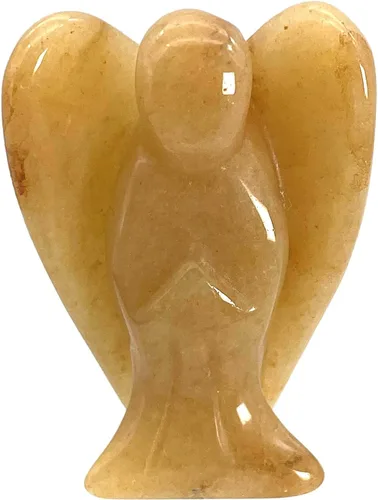 Vista 8 de Fekuar Piedra natural de ojo de tigre curativo, cristal curativo, estatua de ángel de la guarda, escultura de bolsillo de piedra de palmera