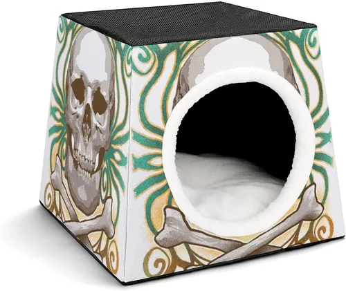 Vista 10 de Cama interior para gatos, sofá para gatos, cubo de gato impreso con almohada pequeña para gatitos, perros pequeños, bloques