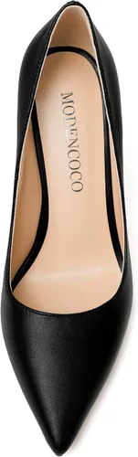 Vista 3 de MODENCOCO Zapatos de vestir de tacón alto con punta puntiaguda para mujer, de 4 pulgadas