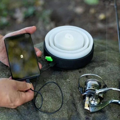 Vista 7 de Kodiak Kompress - Linterna plegable plegable para campamento, linterna LED compacta con carga USB, luz portátil para senderismo, emergencia, cortes