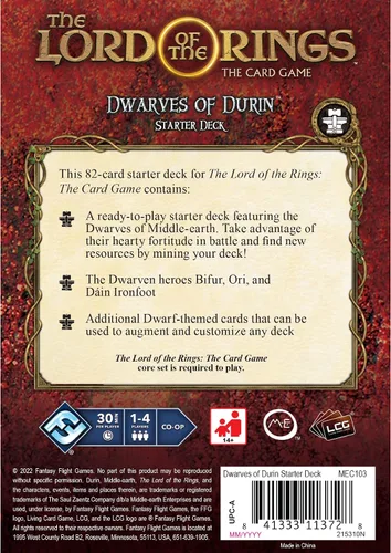 Vista 2 de The Lord of the Rings El juego de cartas Dwarves of Durin STARTER DECK - Juego de aventura cooperativa, juego de estrategia, a partir de 14 años