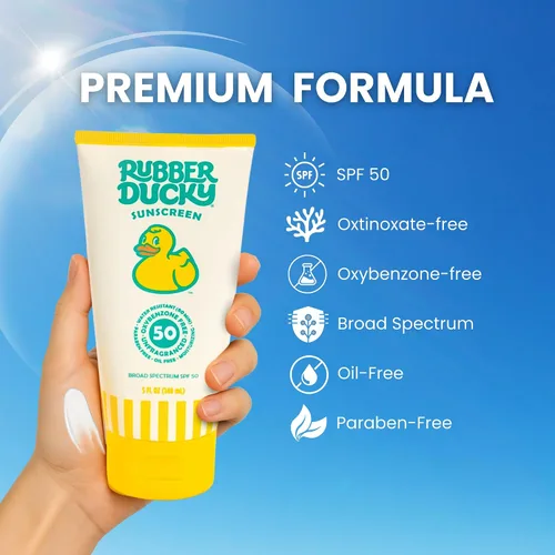 Vista 3 de Rubber Ducky Protector solar SPF 50 con vitamina E - Protector solar ligero y resistente al agua para niños - Loción de protección solar sin