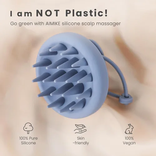 Vista 2 de AIMIKE - Cepillo masajeador de cuero cabelludo, cepillo de silicona suave para lavar el cabello, eliminar la caspa y estimular el crecimiento