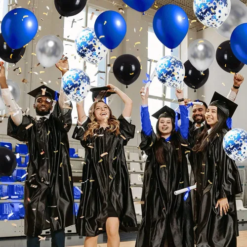 Vista 5 de Roya - Kit de arco de guirnalda de globos azules y negros, 124 globos de látex azul mate negro metálico plateado para videojuegos, fiestas, hombres