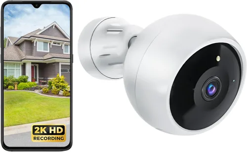 Vista 10 de Security Cameras Wireless Outdoor, 2K Camera for Home Security White-2 Pack