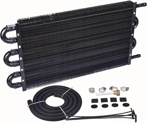 Vista 3 de Enfriador de aceite de transmisión de aluminio de 6 filas, camión, furgoneta, SUV, RV, kit de ventilador de refrigeración eléctrica de 6 pulgadas
