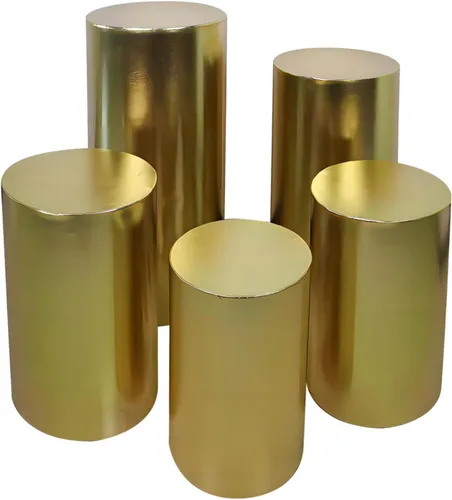 Vista 14 de Fundas de soporte de cilindro de fiesta para soportes de pedestal de cilindro de metal, fundas elásticas de bronce, cubierta de pedestal para Negro