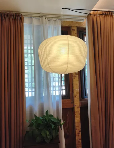 Vista 3 de Linterna de papel grande de 19.69 pulgadas, pantalla de lámpara de papel de calabaza de cera blanca, pantalla de lámpara de papel de arroz plegable