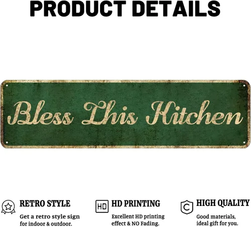 Vista 3 de Mukuko Letrero decorativo de pared para sala de estar – Bless This Kitchen – Letreros de decoración de pared familiar para cocina, dormitorio