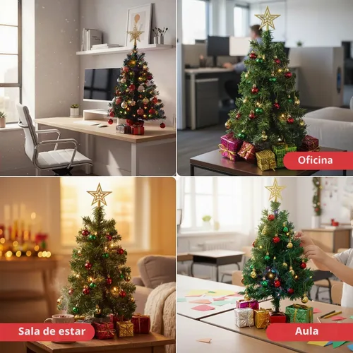 Vista 5 de PREXTEX - Mini árbol de Navidad de 23 pulgadas con luces - Pequeño árbol de Navidad para días festivos con adornos, estrella en la parte superior