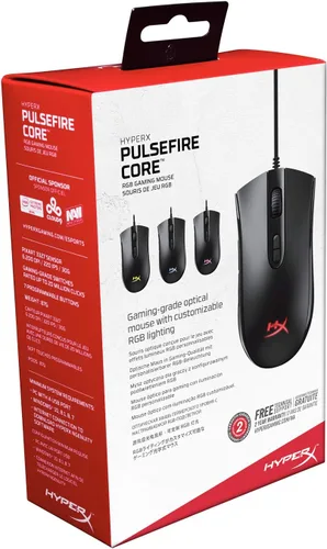 Vista 6 de HyperX Pulsefire Core - Mouse RGB para juegos efectos de luz RGB controlados por software y personalización macro sensor Pixart 3327 de hasta 6200