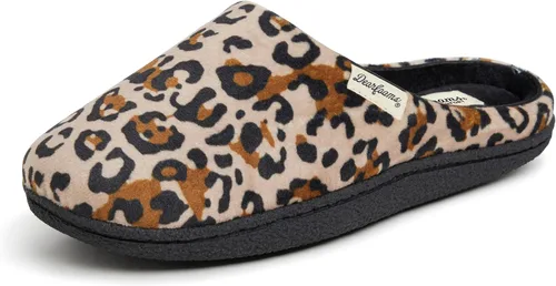 Vista 9 de Dearfoams - Pantuflas de espuma viscoelástica para mujer Leslie Terry con anchos amplios para interiores Paradise Pink Terry