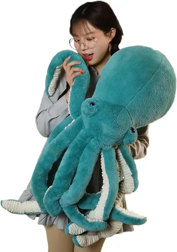 Vista 7 de GOOC Pulpo, animales de peluche, pulpo, muñecos de peluche, juguetes de peluche de pulpo, regalo para niños y amantes (negro)