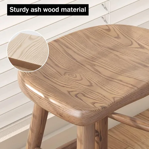 Vista 4 de Juego de sillas de comedor de madera, silla de comedor moderna, sillas de cocina de granja, taburete de vestíbulo, silla sin brazos para cocina