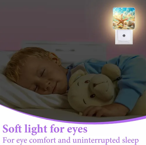 Vista 7 de Luz nocturna de conchas de playa, luces nocturnas enchufables a la pared, lámpara LED para escalera/pasillo/dormitorio, 0.5 W, luz nocturna