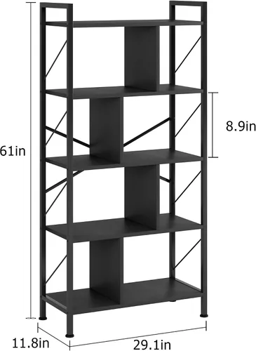 Vista 2 de IDEALHOUSE Estantería de 5 niveles con almacenamiento, estante industrial de 61 pulgadas de alto con estantes de exhibición abierta, estantería de 5