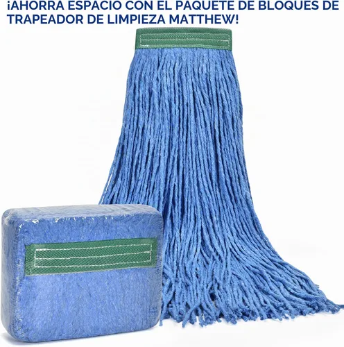 Vista 3 de Matthew Cleaning - Paquete de 3 trapeadores de algodón de 16 onzas, cuerda abierta de algodón, recambios de cuerda resistente, mezcla universal